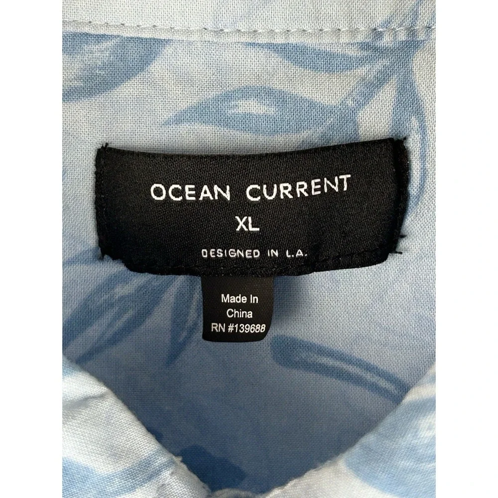 Ocean Current Hawaiian‎ Shirt Short Sleeve Button Down Blue Size XL - Picture 9 of 14